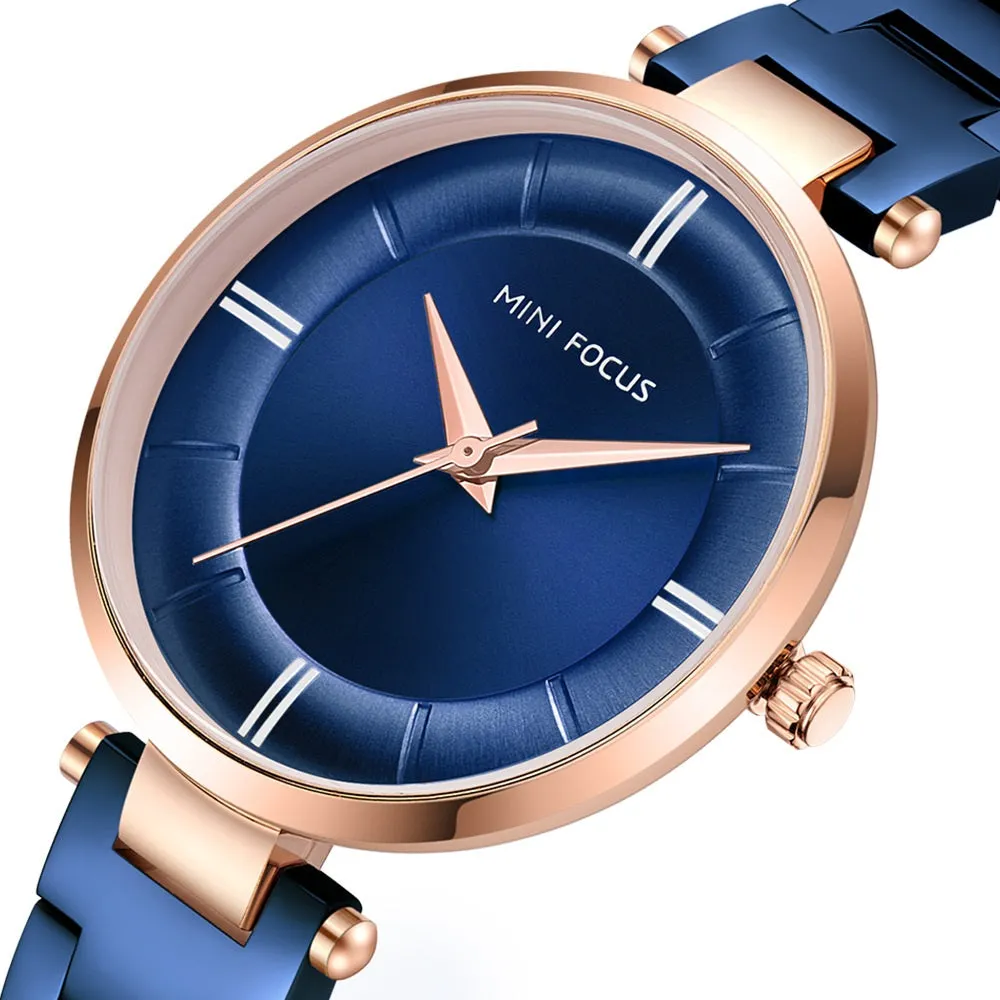 Fashionable and simple steel strip waterproof ladies watch