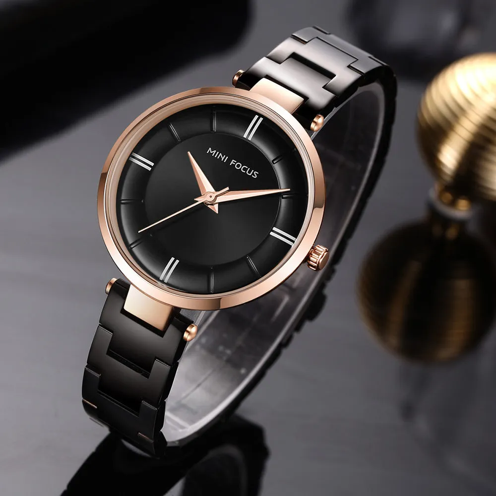 Fashionable and simple steel strip waterproof ladies watch