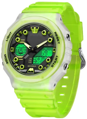 Findtime Sport Watches for Men Women,Digital Analog 5ATM Waterproof Watch with Countdown Alarm 12/24H World Time Stopwatch