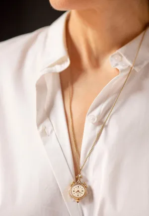 Floral pendant watch women's watch necklace Seagull gold plated, vintage watch pendant boho accessory limited edition lady gift chic jewelry