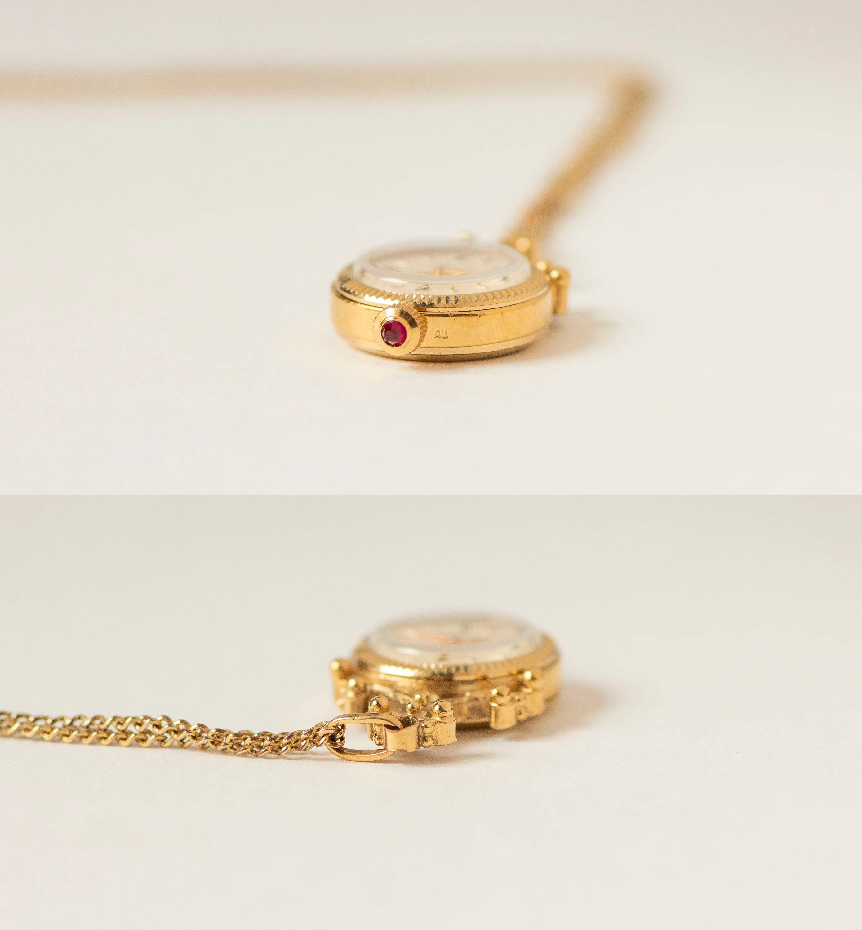 Floral pendant watch women's watch necklace Seagull gold plated, vintage watch pendant boho accessory limited edition lady gift chic jewelry