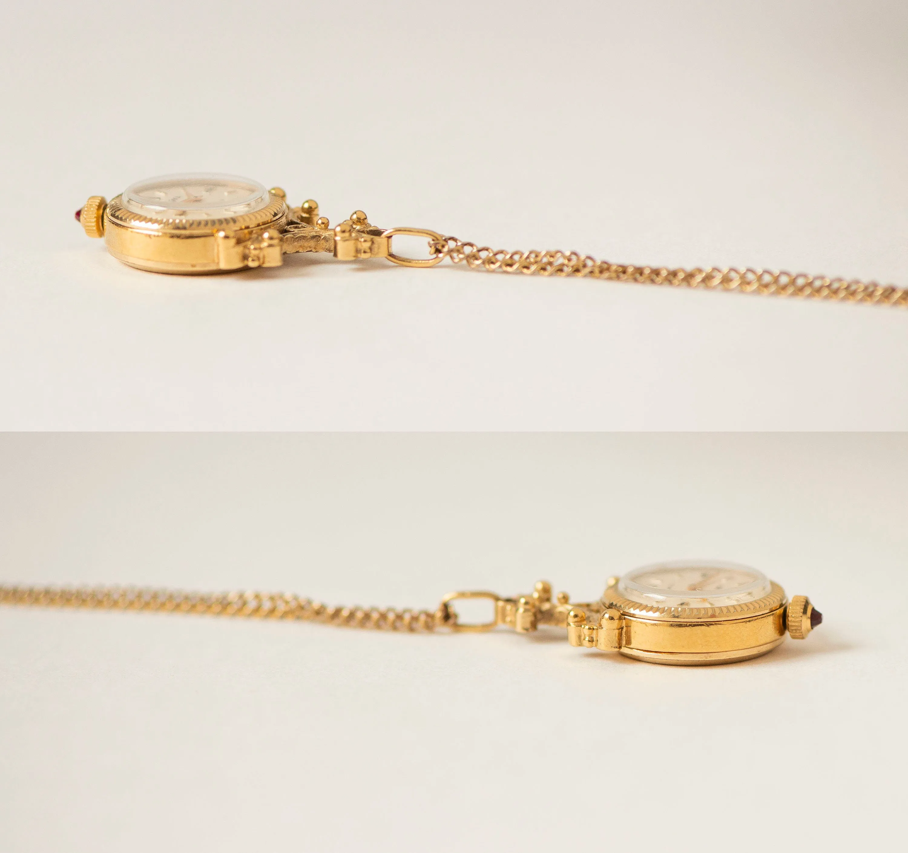 Floral pendant watch women's watch necklace Seagull gold plated, vintage watch pendant boho accessory limited edition lady gift chic jewelry