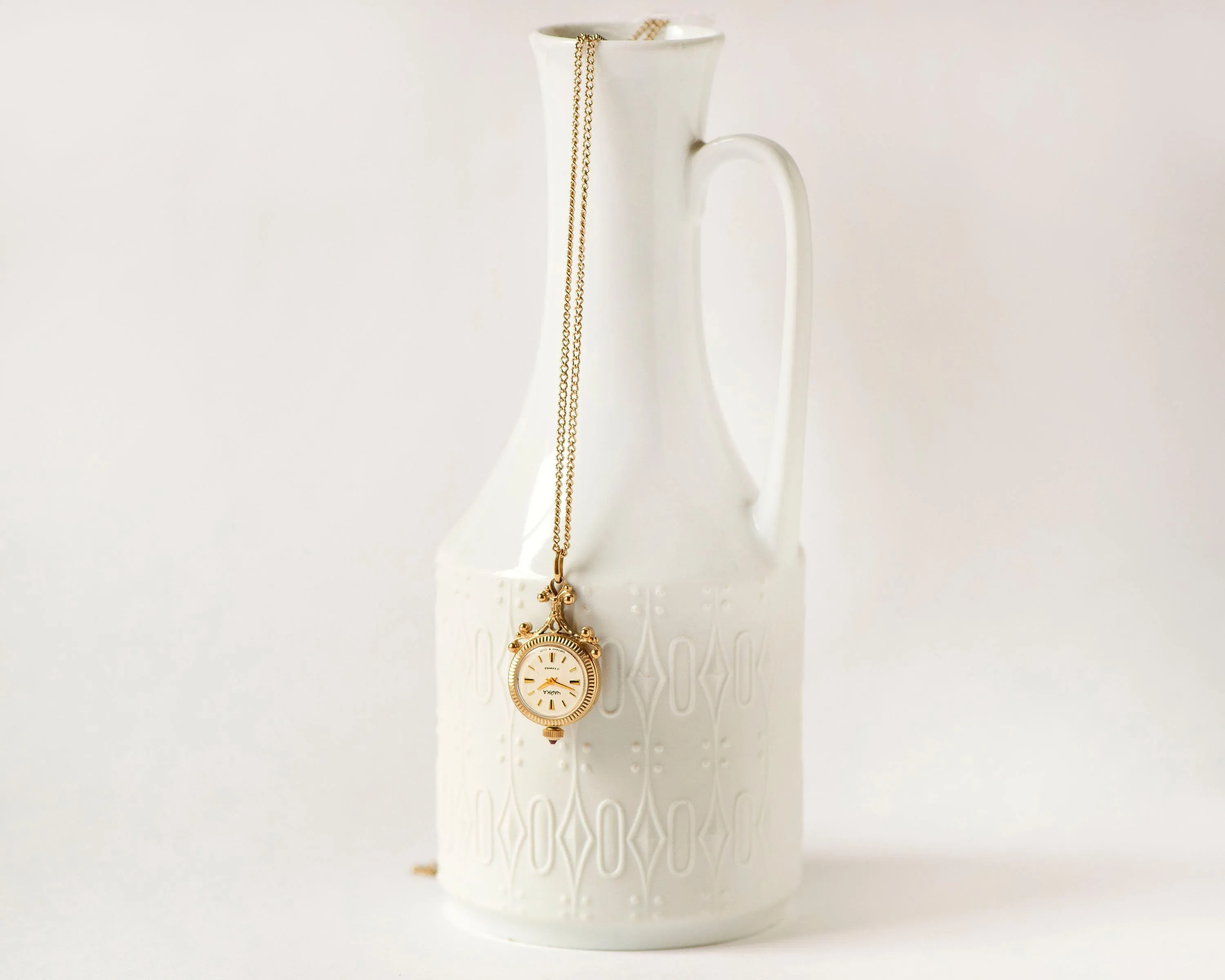 Floral pendant watch women's watch necklace Seagull gold plated, vintage watch pendant boho accessory limited edition lady gift chic jewelry