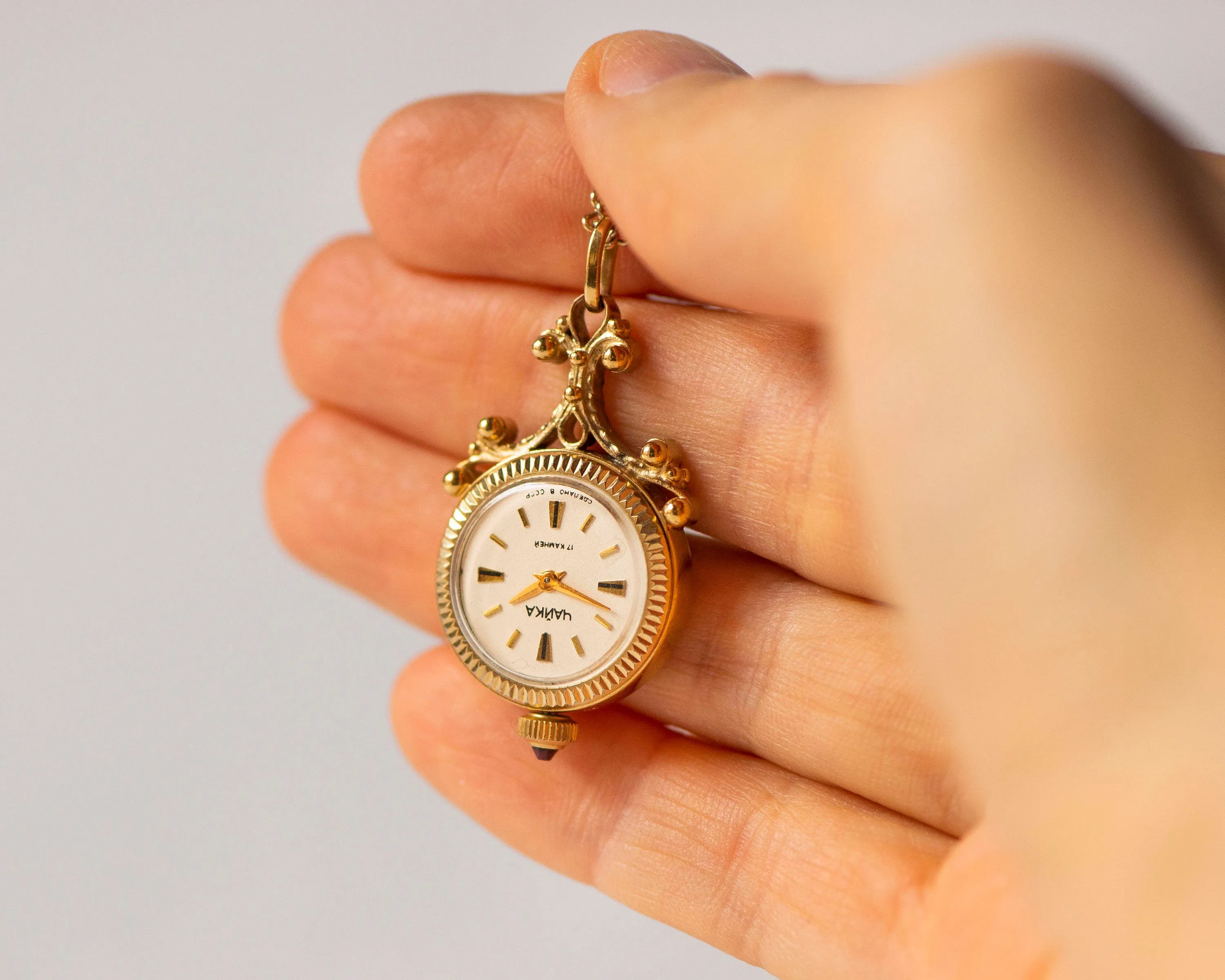 Floral pendant watch women's watch necklace Seagull gold plated, vintage watch pendant boho accessory limited edition lady gift chic jewelry