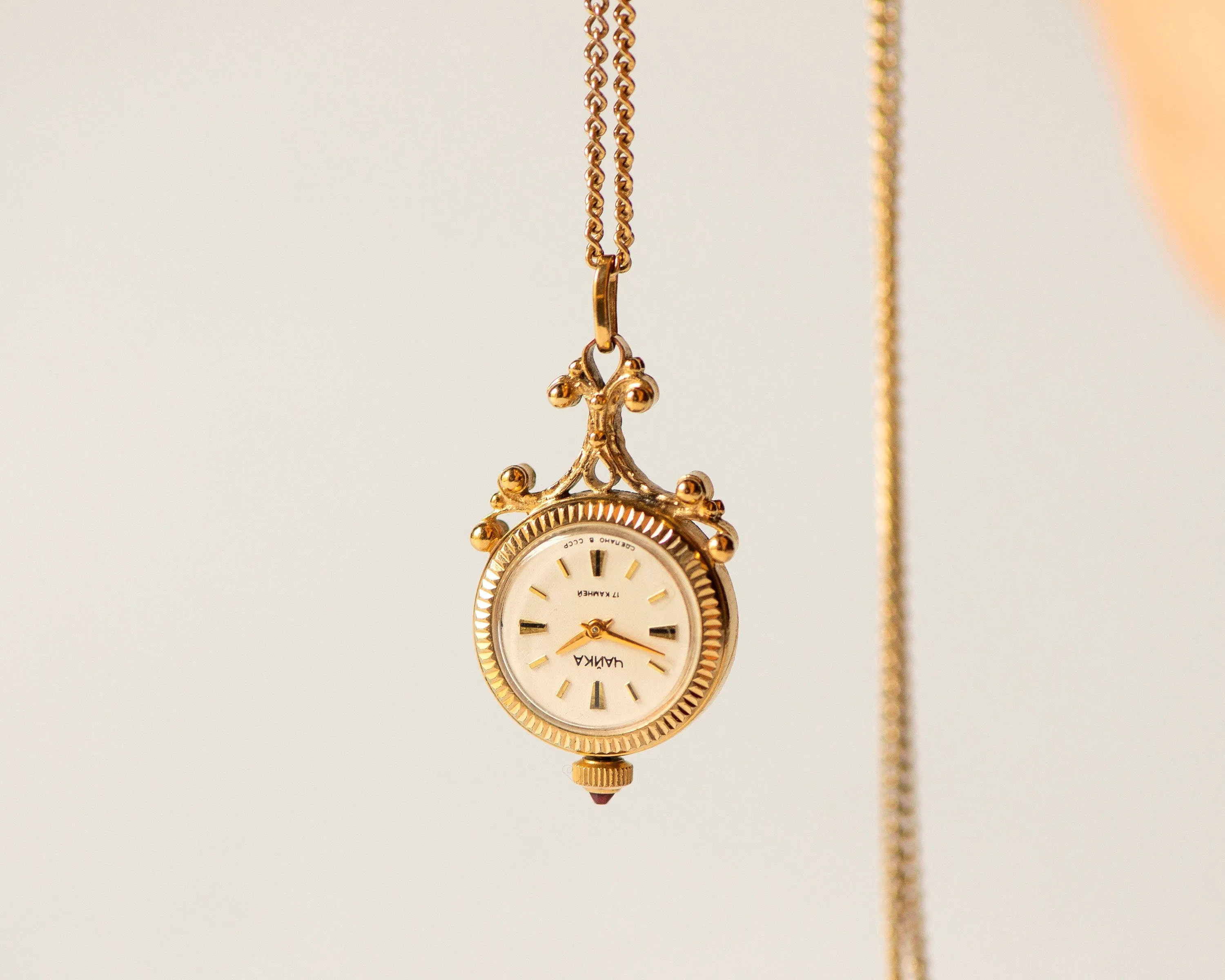 Floral pendant watch women's watch necklace Seagull gold plated, vintage watch pendant boho accessory limited edition lady gift chic jewelry