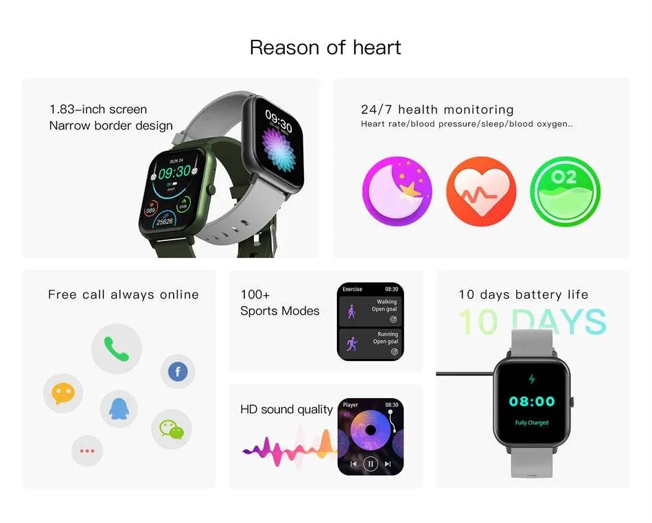 For Xiaomi Huawei IOS New Smart Watch Men Women Heart Rate Blood Pressure Fitness Tracker Bluetooth Call Smartwatch Man