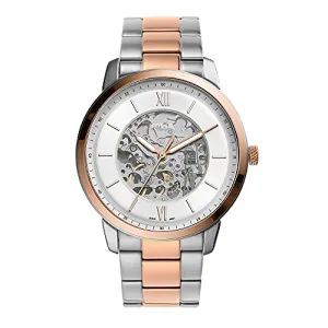 Fossil Men's Neutra Automatic Stainless Steel Three-Hand Watch, Color: Rose Gold/Silver (Model: ME3196)