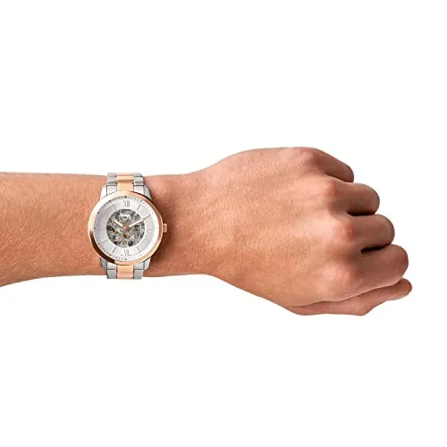 Fossil Men's Neutra Automatic Stainless Steel Three-Hand Watch, Color: Rose Gold/Silver (Model: ME3196)