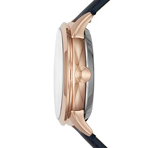 Fossil Men's Townsman Automatic Stainless Steel and Leather Two-Hand Subeye Watch, Color: Rose Gold/Navy (Model: ME3171)