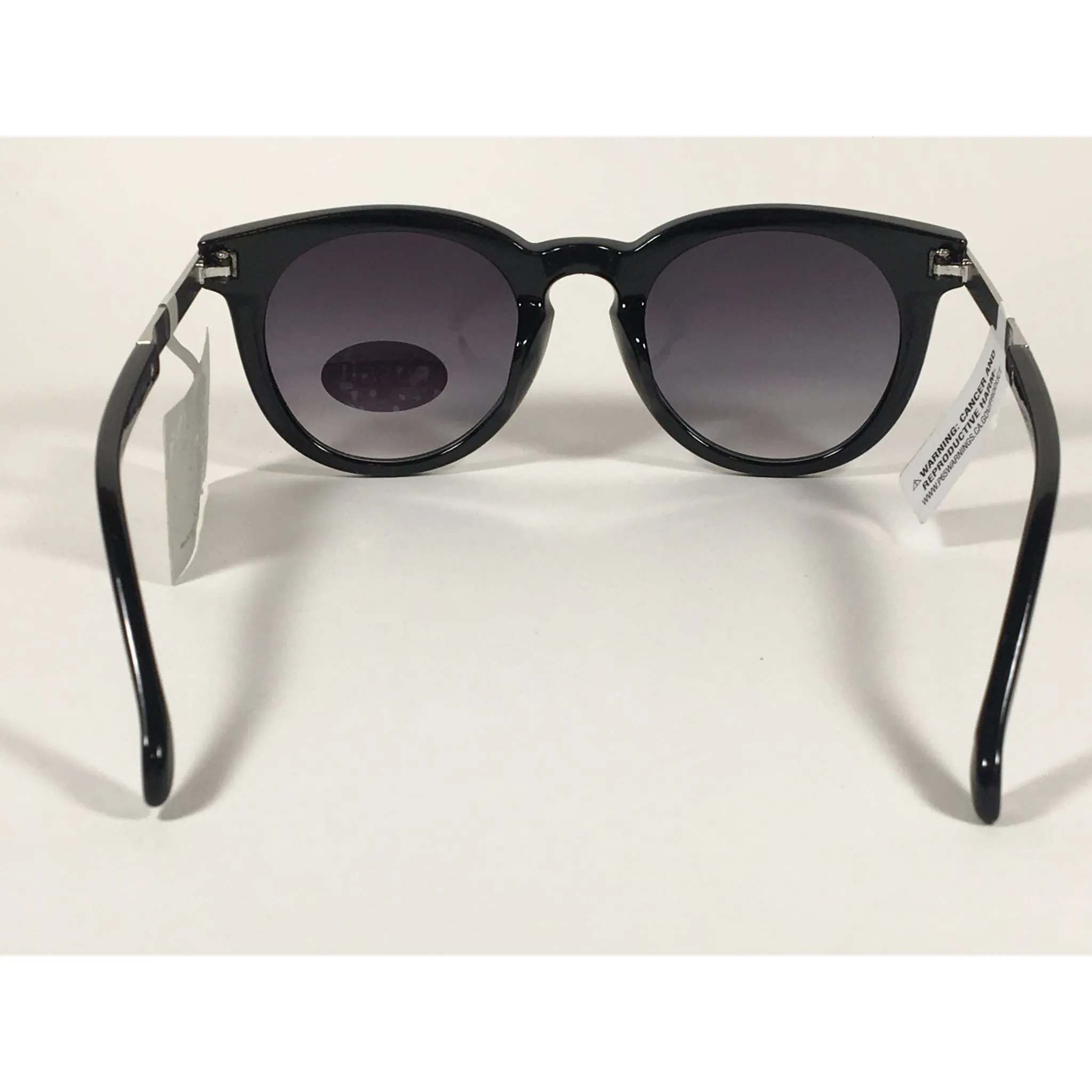 Fossil Round Keyhole Sunglasses FW109 Black Silver Frame Gray Gradient Lens