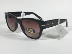 Fossil Square Sunglasses Dark Tortoise Frame Brown Gradient Lens FW17