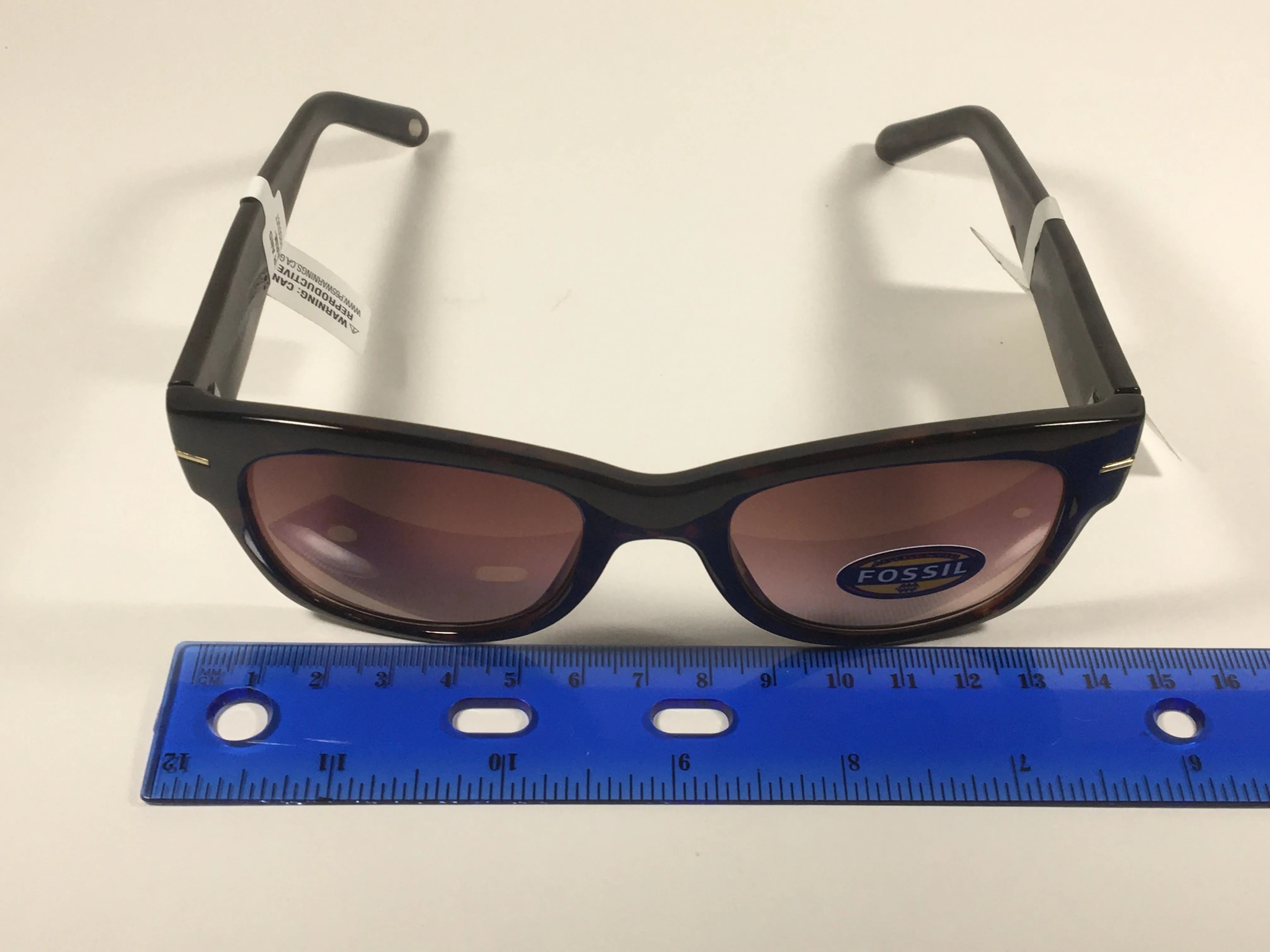 Fossil Square Sunglasses Dark Tortoise Frame Brown Gradient Lens FW17