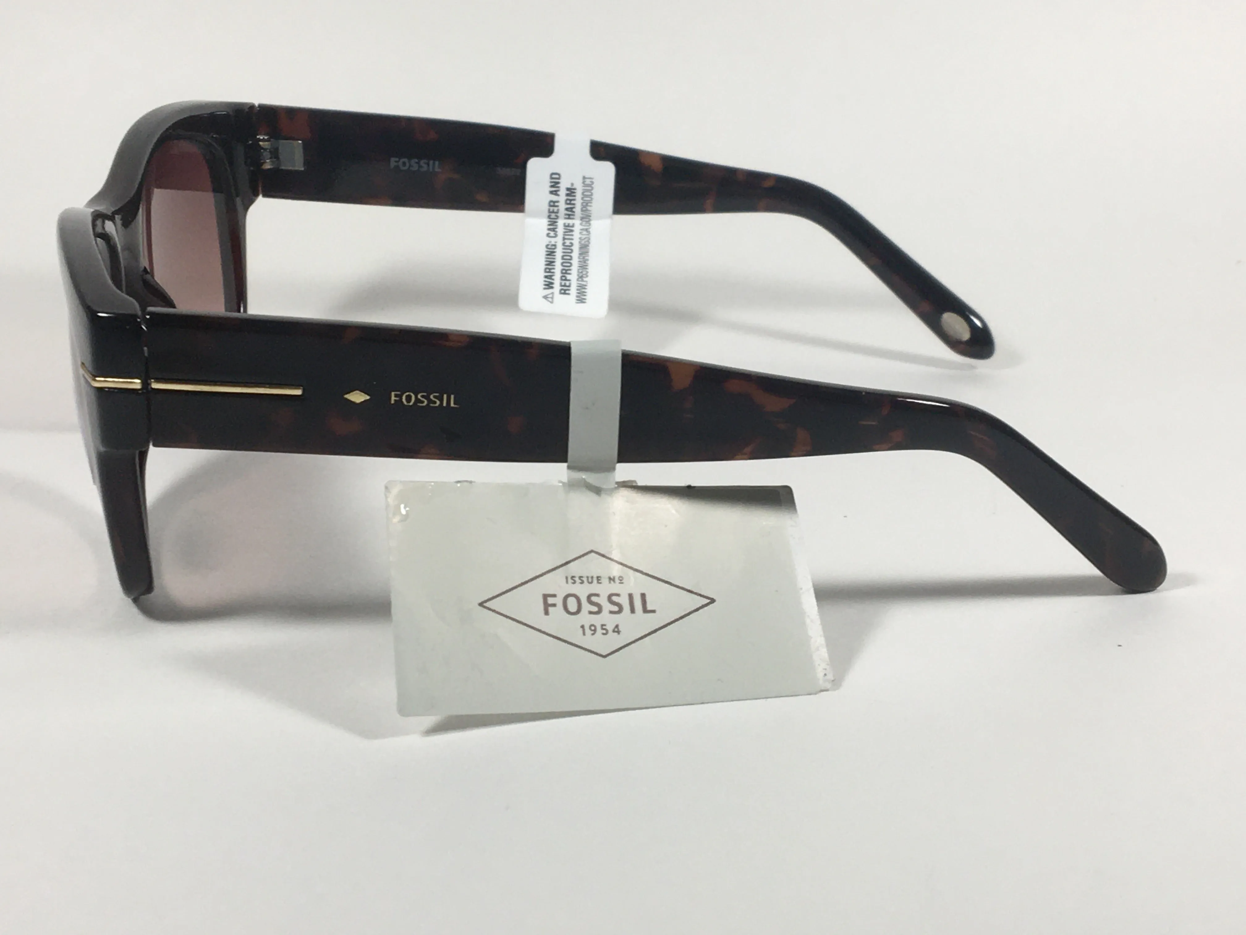 Fossil Square Sunglasses Dark Tortoise Frame Brown Gradient Lens FW17