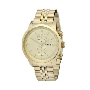 Fossil Townsman Gold Stainless Steel Gold Dial Chronograph Quartz Watch for Gents - FS4856