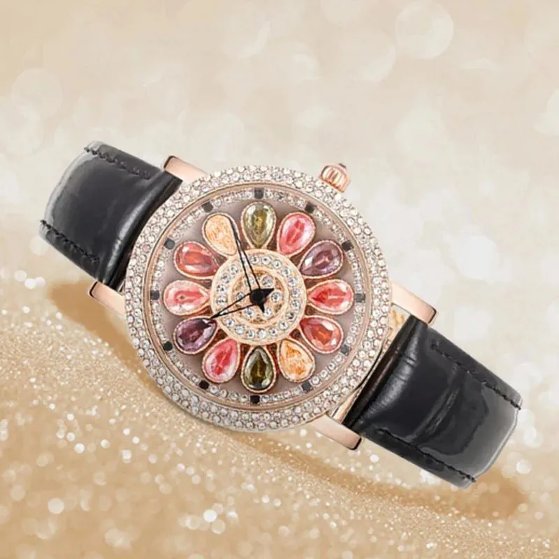 Full Inlaid Diamond Dial Watch Women  Wristwatches Jewelry