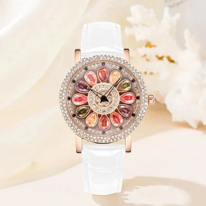 Full Inlaid Diamond Dial Watch Women  Wristwatches Jewelry