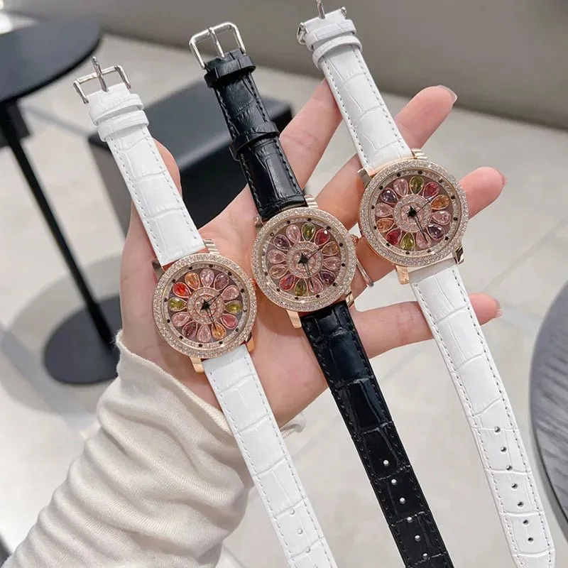 Full Inlaid Diamond Dial Watch Women  Wristwatches Jewelry