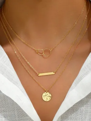GeoChic: Layered Geometric Pendant Necklace