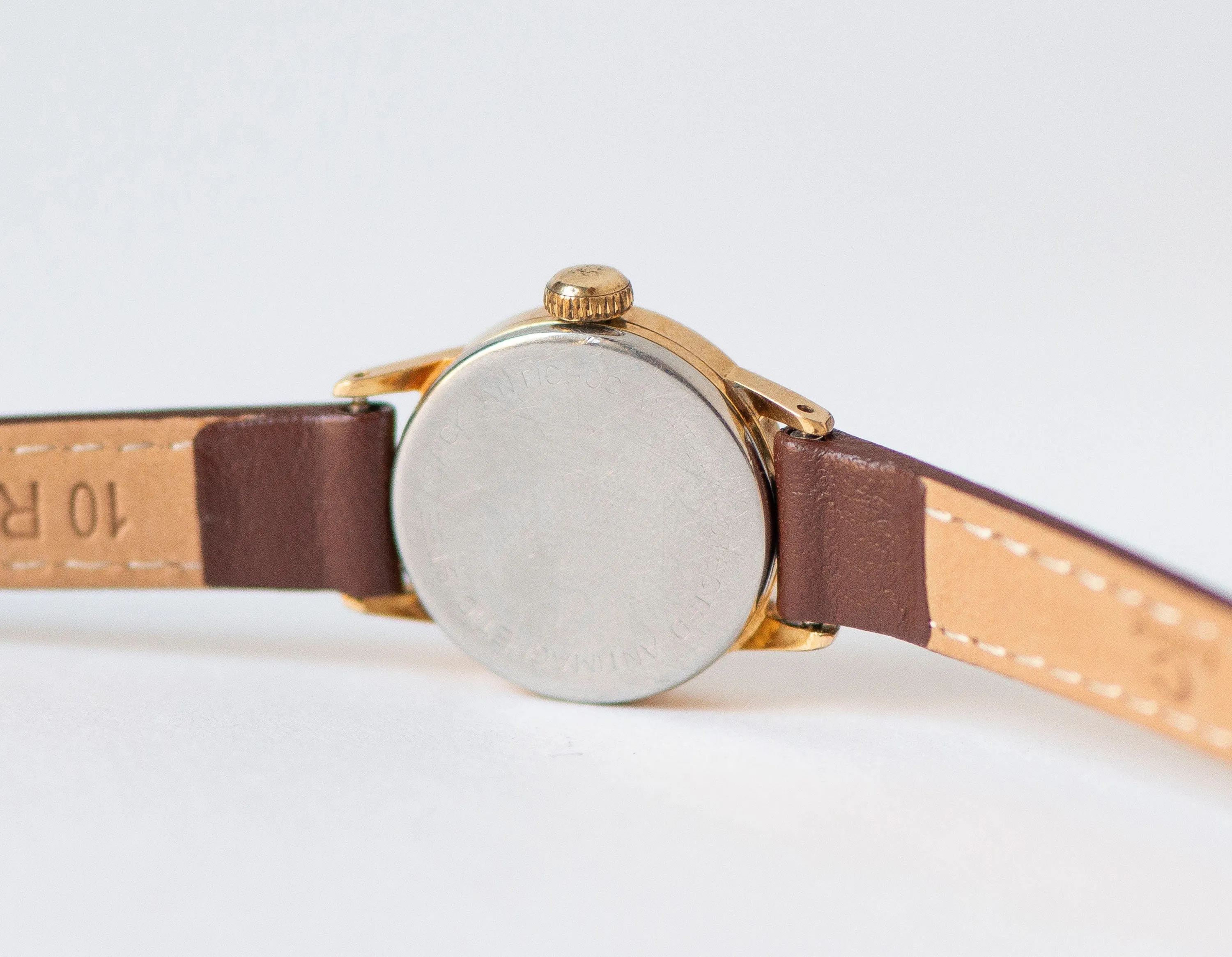 Gold plated women wristwatch Bifora vintage, small wristwatch for women, delicate girl watch classic jewelry gift, new genuine leather strap