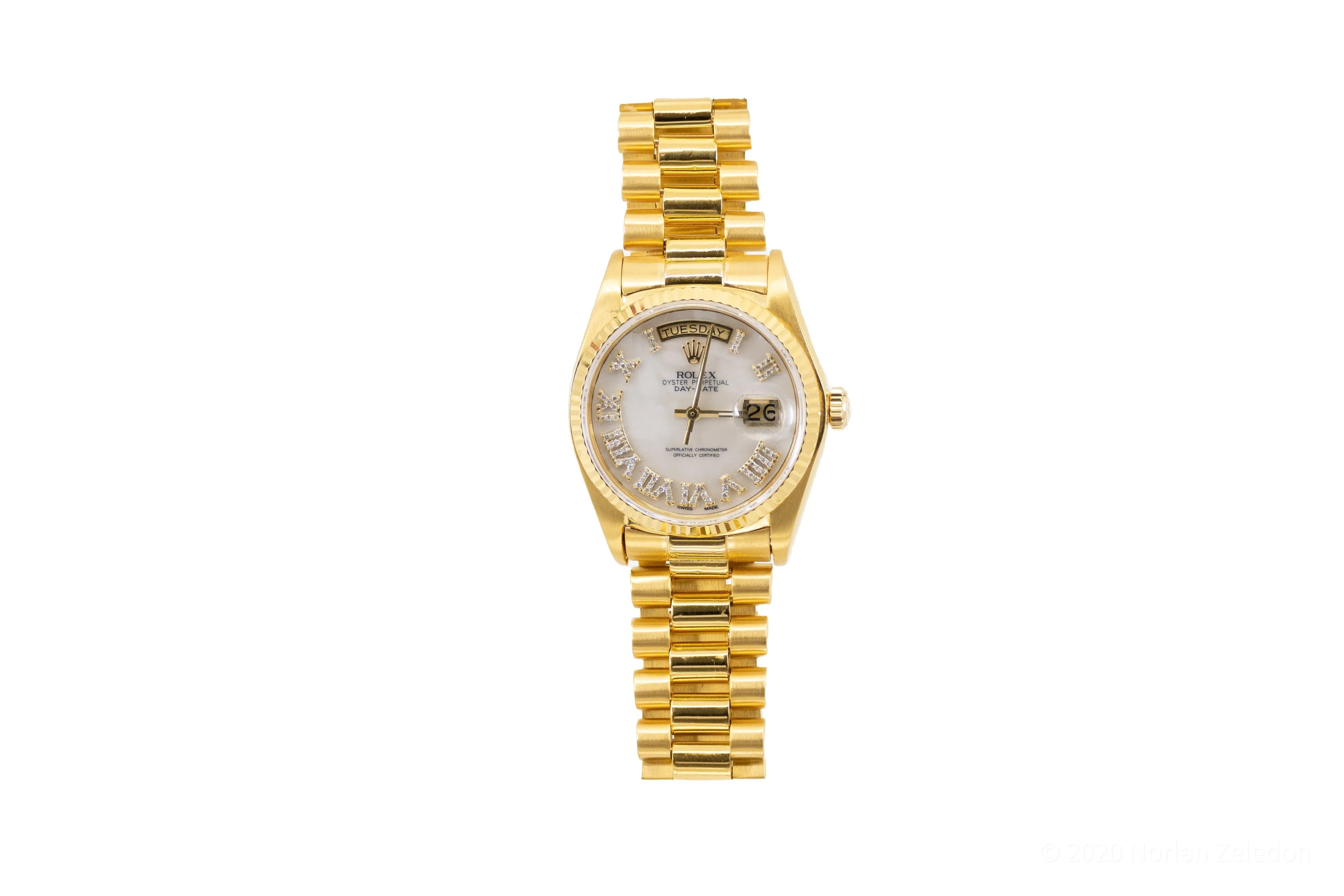 Gold Rolex Day-Date 40mm Iced out Numerals