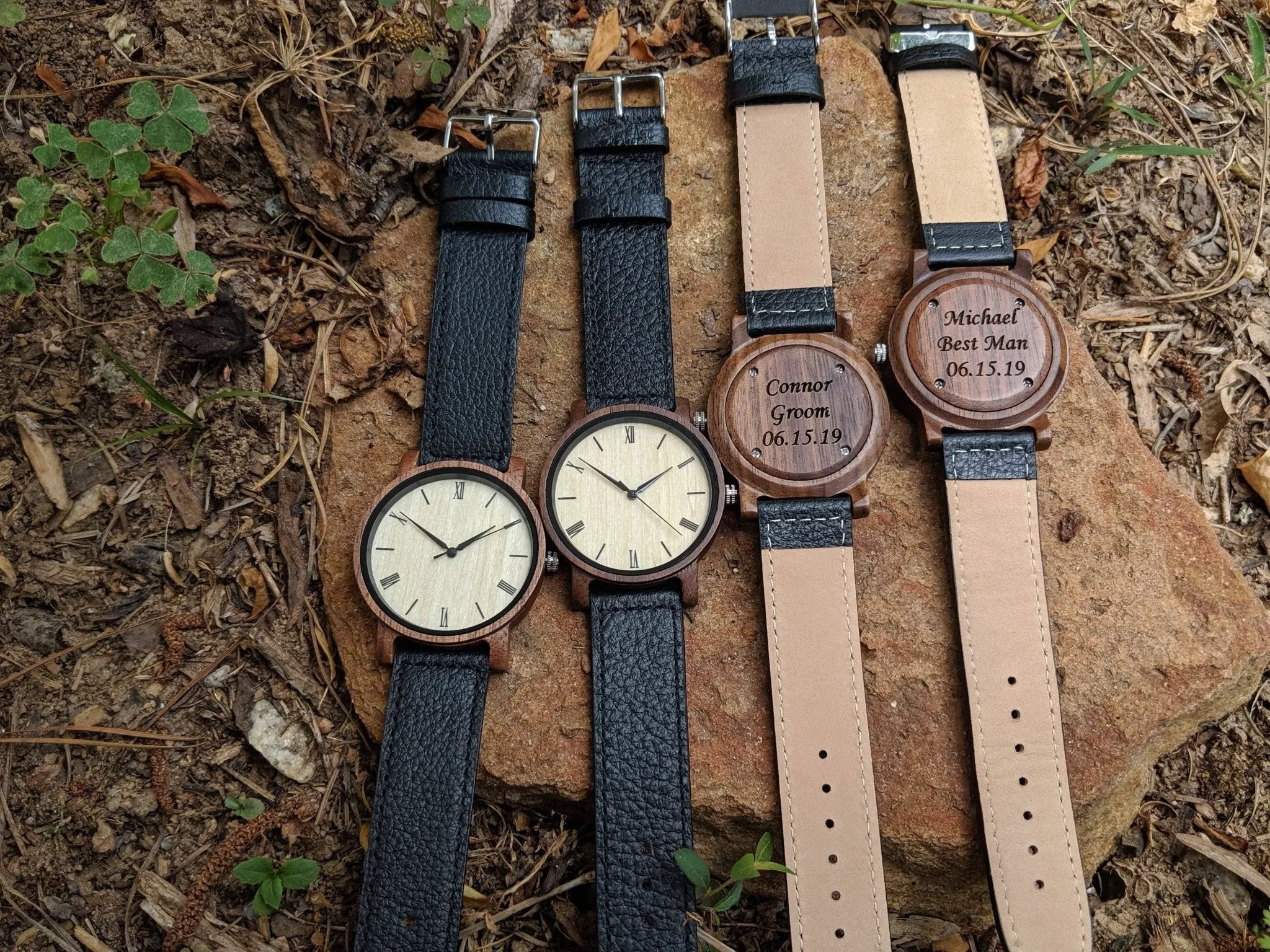 Groomsmen Set Of 10 Wooden Watches Walnut Arce