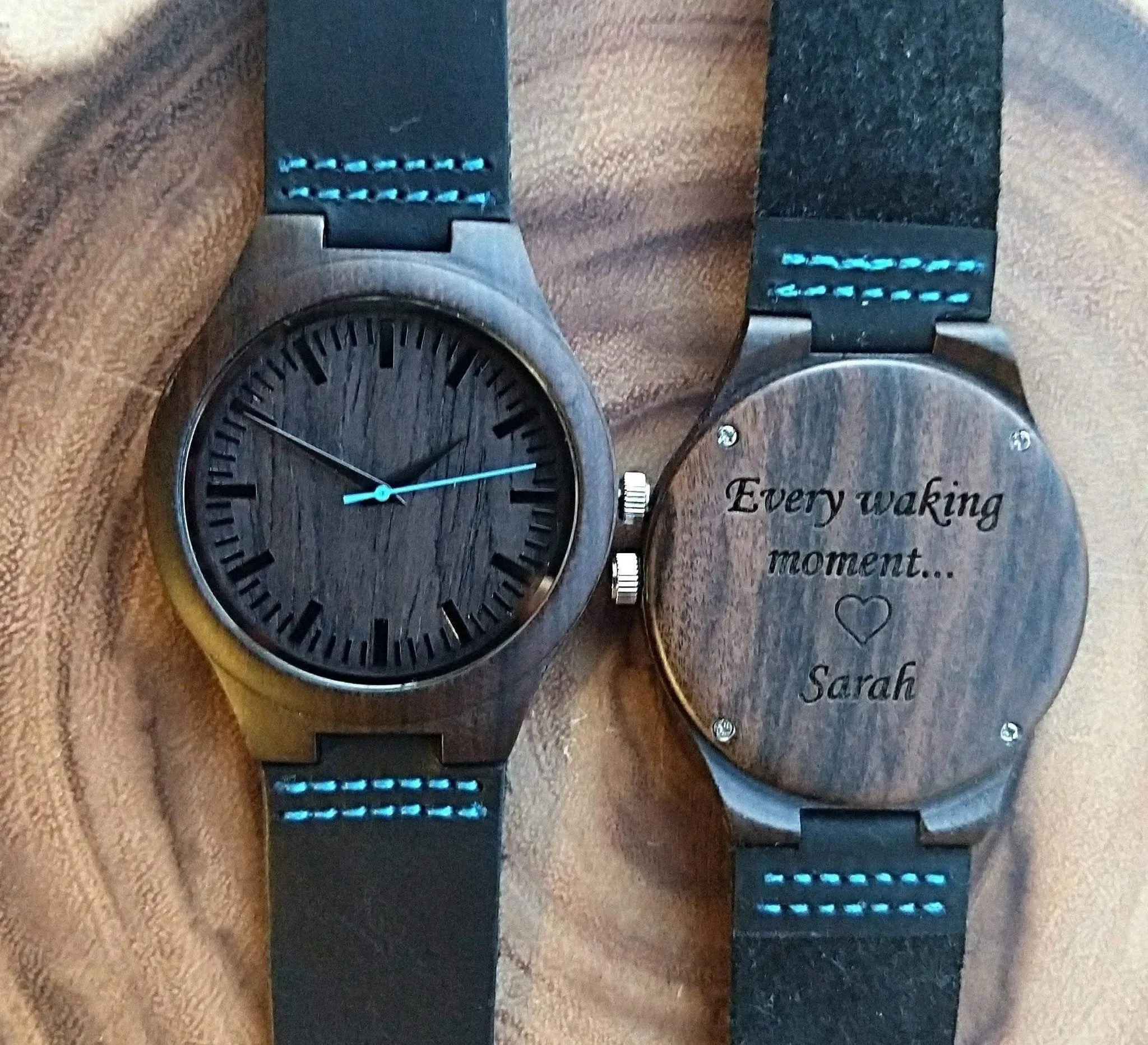 Groomsmen Set Of 5 Wooden Watches - Blue Energico