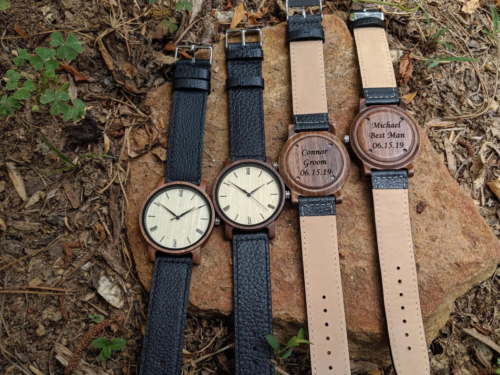 Groomsmen Set Of 7 Wooden Watches Walnut Arce