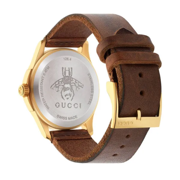 Gucci Le MarchÃƒÆ’Ã‚Â© Des Merveilles Tiger Motif Brown Leather Strap Green Dial Quartz Unisex Watch - GUCCI YA 126497