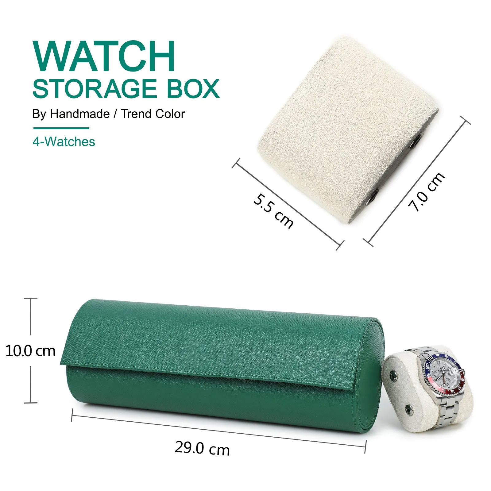 Handcrafted Leather Watch Roll Travel Case with 4 Slots