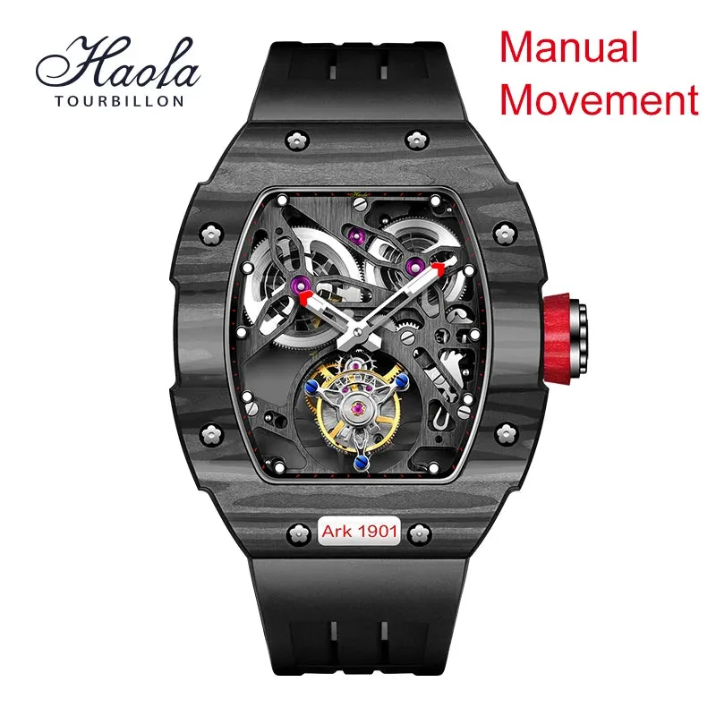 Haofa Tourbillon Mechanical Watch for Men Sapphire Skeleton Luxury Manual Mechanical Movement Men Watch Waterproof Business 1901