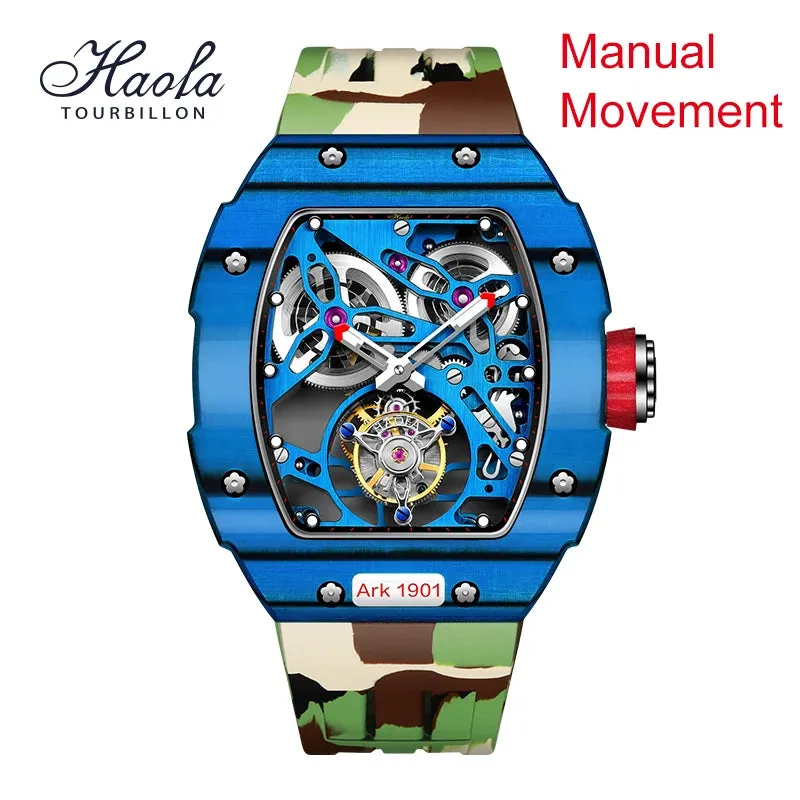 Haofa Tourbillon Mechanical Watch for Men Sapphire Skeleton Luxury Manual Mechanical Movement Men Watch Waterproof Business 1901