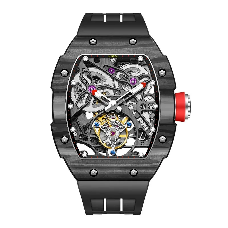 Haofa Tourbillon Mechanical Watch for Men Sapphire Skeleton Luxury Manual Mechanical Movement Men Watch Waterproof Business 1901