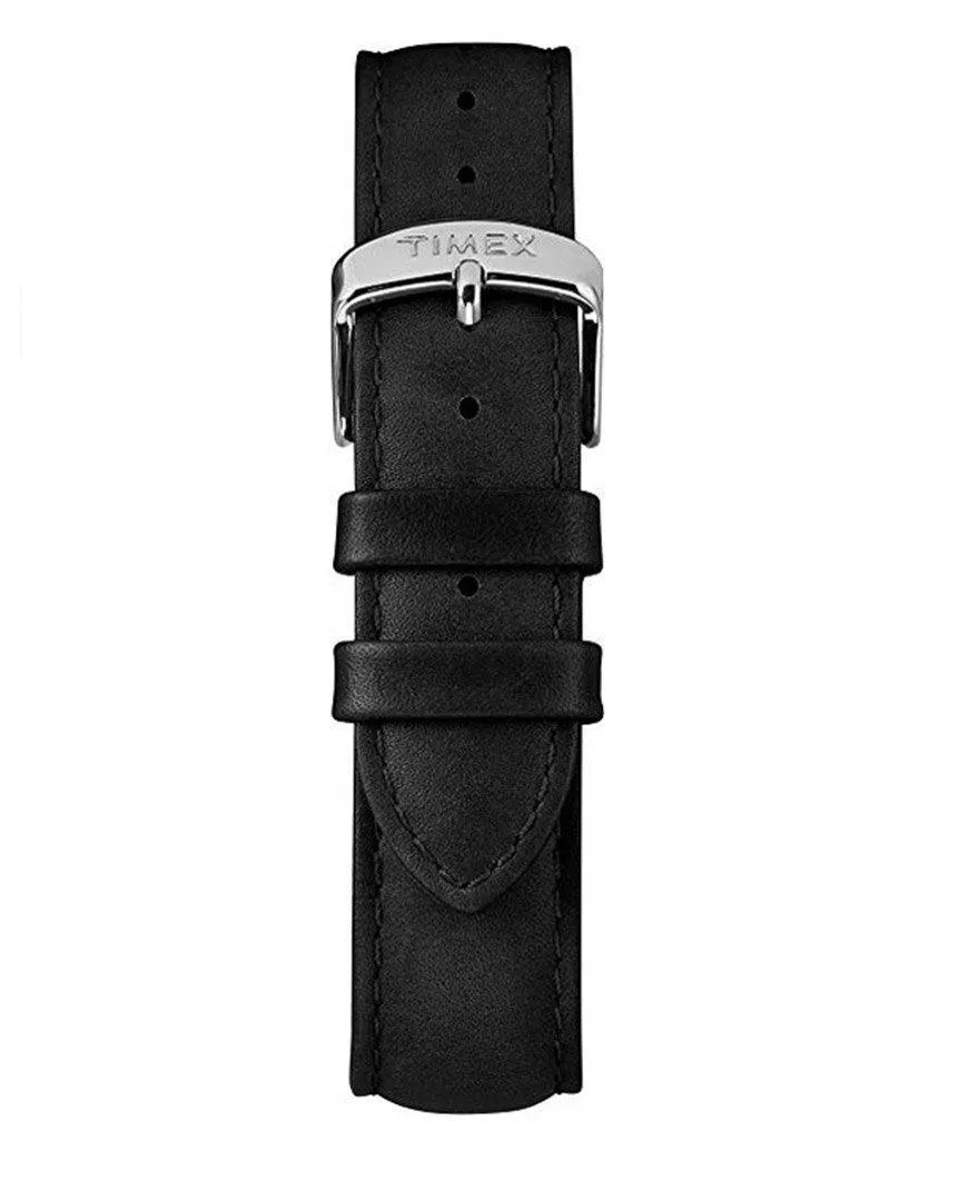 Harborside Classic Black Leather Strap Watch