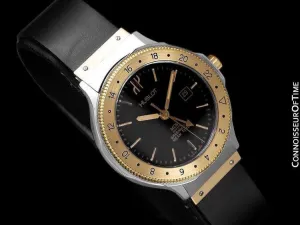 Hublot MDM Two-Tone Midsize Mens GMT Watch - Stainless Steel & 18K Gold