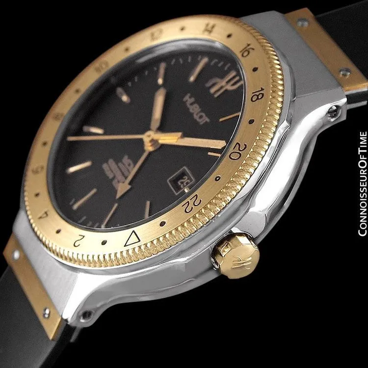 Hublot MDM Two-Tone Midsize Mens GMT Watch - Stainless Steel & 18K Gold