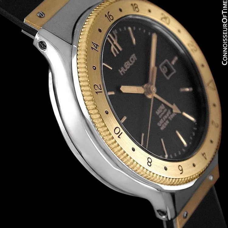 Hublot MDM Two-Tone Midsize Mens GMT Watch - Stainless Steel & 18K Gold