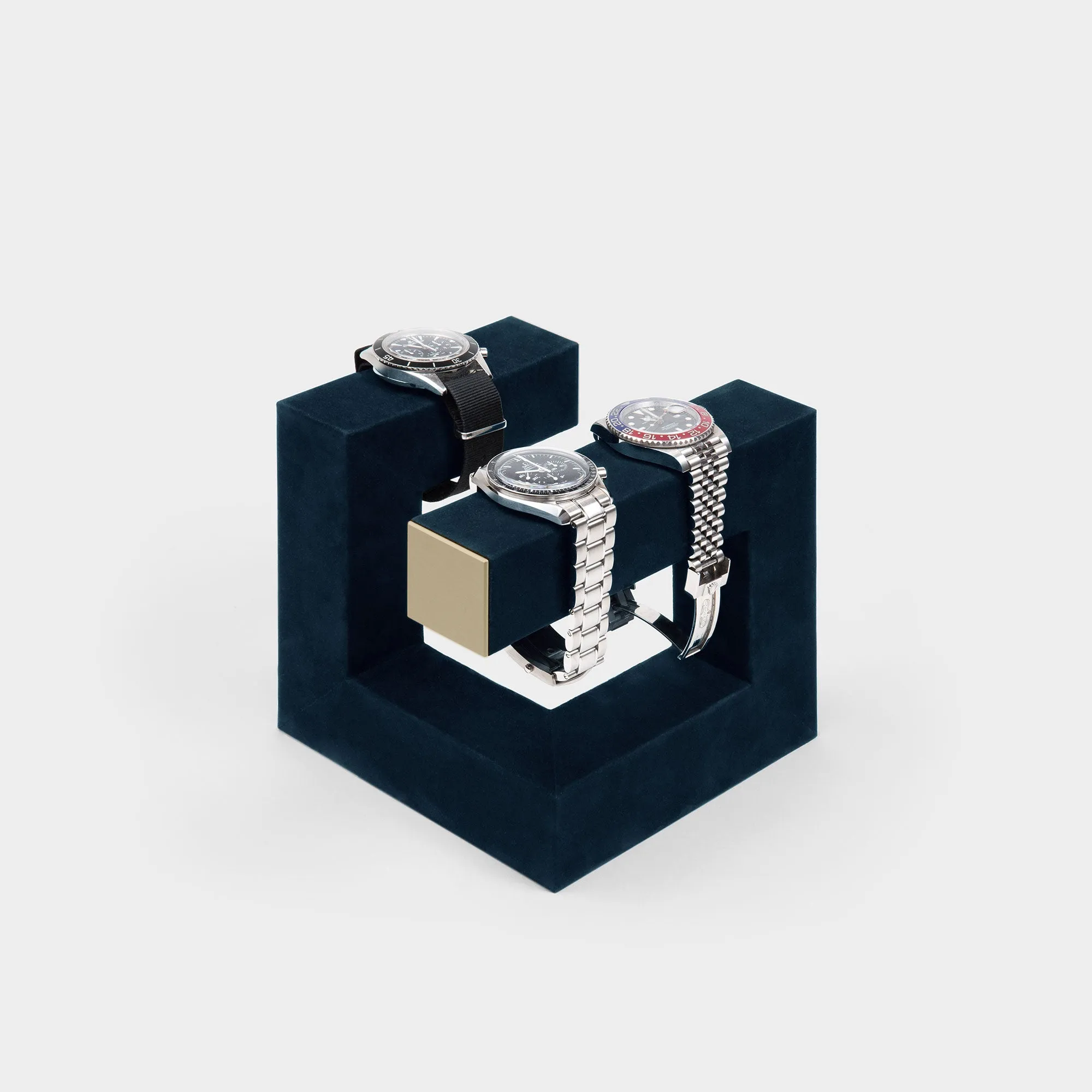 HUDSON 3 WATCH STAND - NAVY-TEAL / CHAMPAGNE