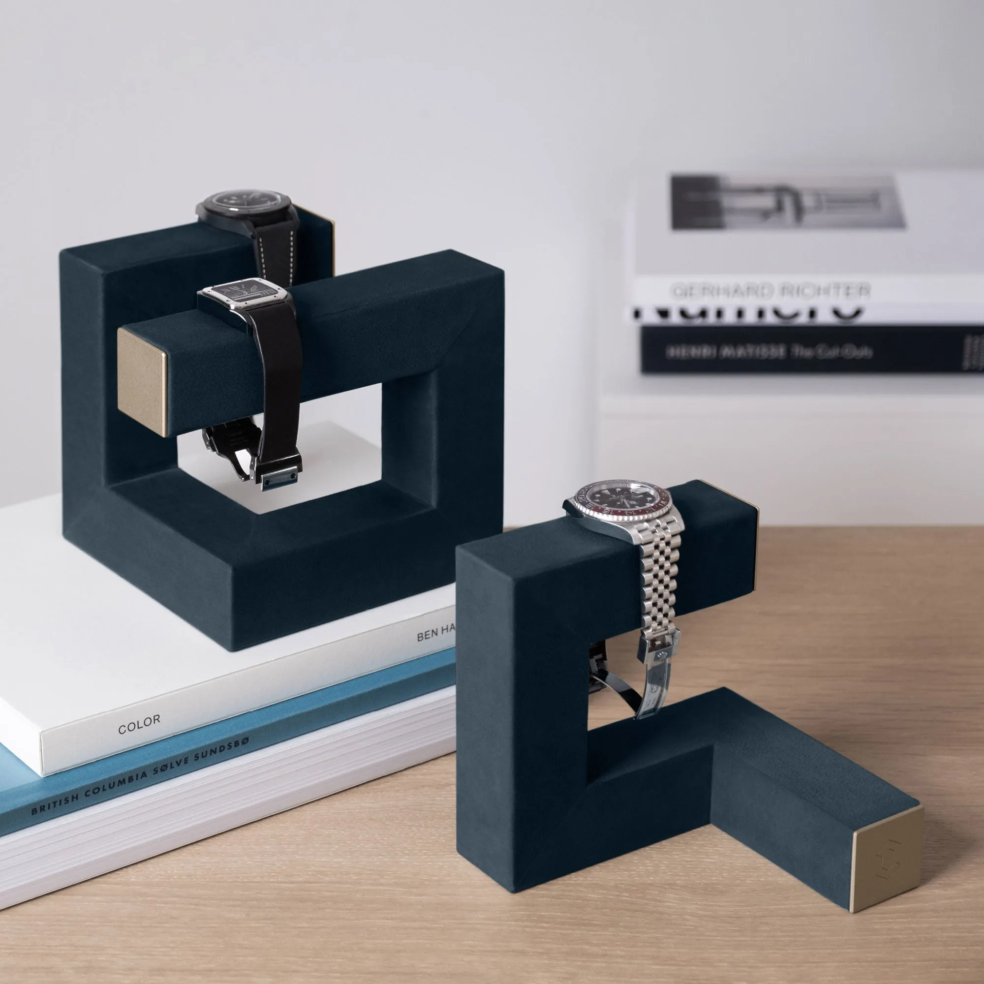 HUDSON 3 WATCH STAND - NAVY-TEAL / CHAMPAGNE