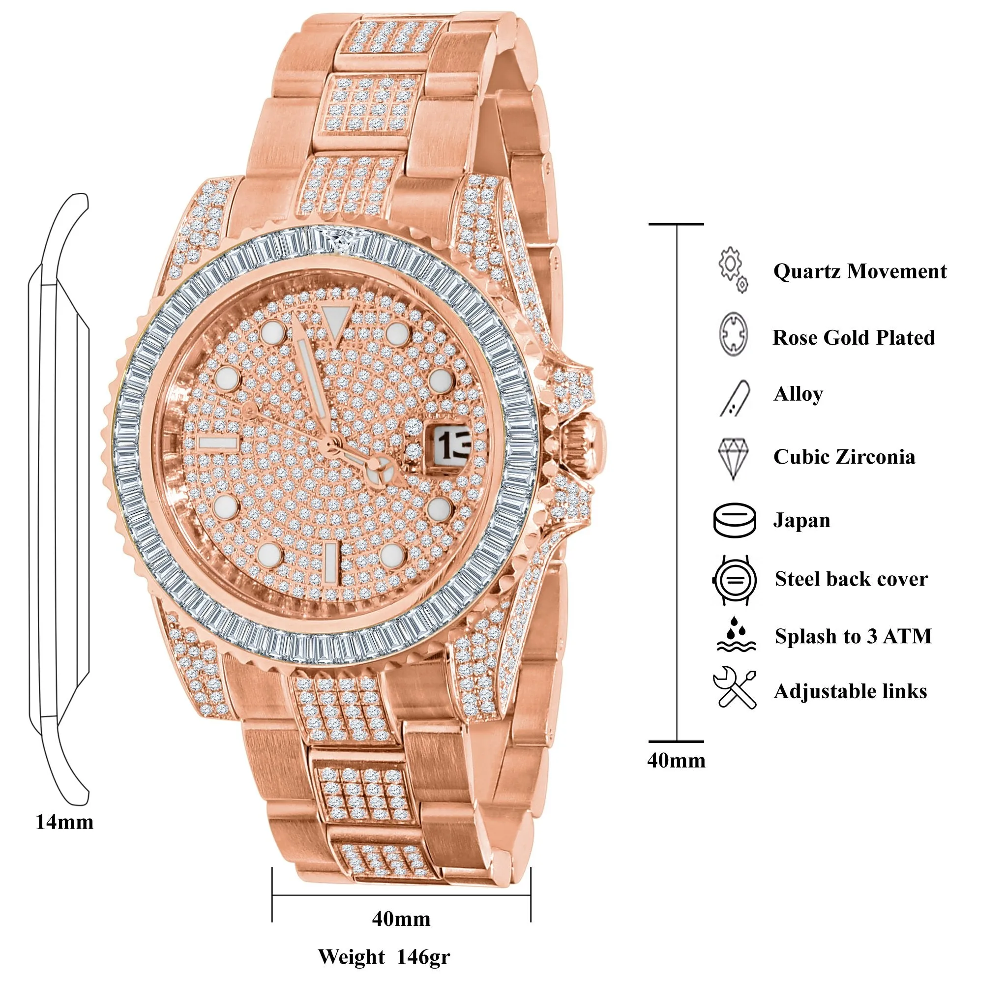 HURRICANE GOLD PLATED STAINLESS STEEL WATCH | 530385
