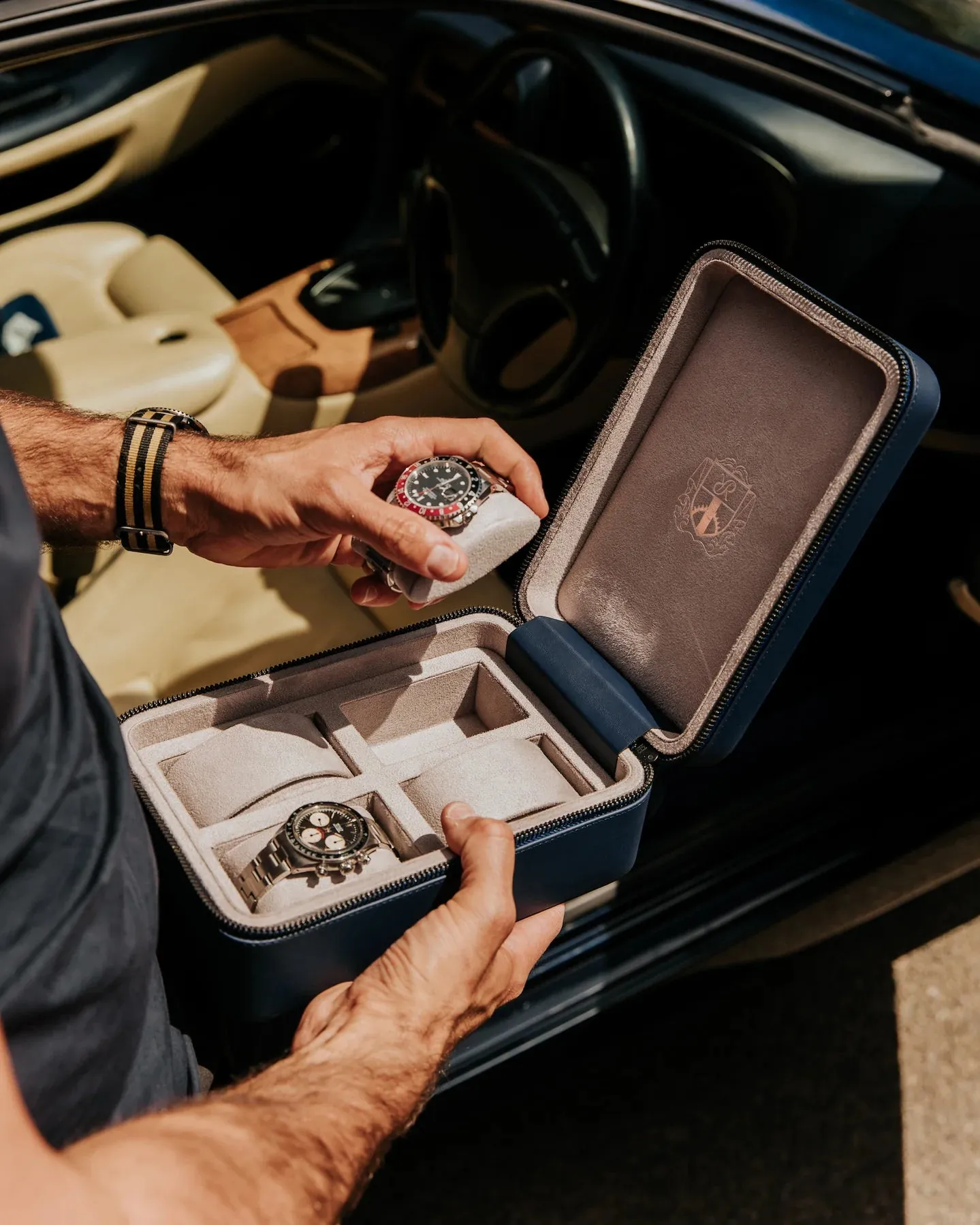 Hyde Park Four Watch Zip Case - Navy