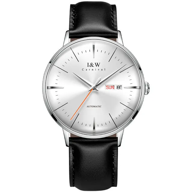 I&W Fashionable Automatic Mechanical Watch for Men.  Japan MIYOTA calibre Sapphire crystal glass with Calendar & Waterproof function