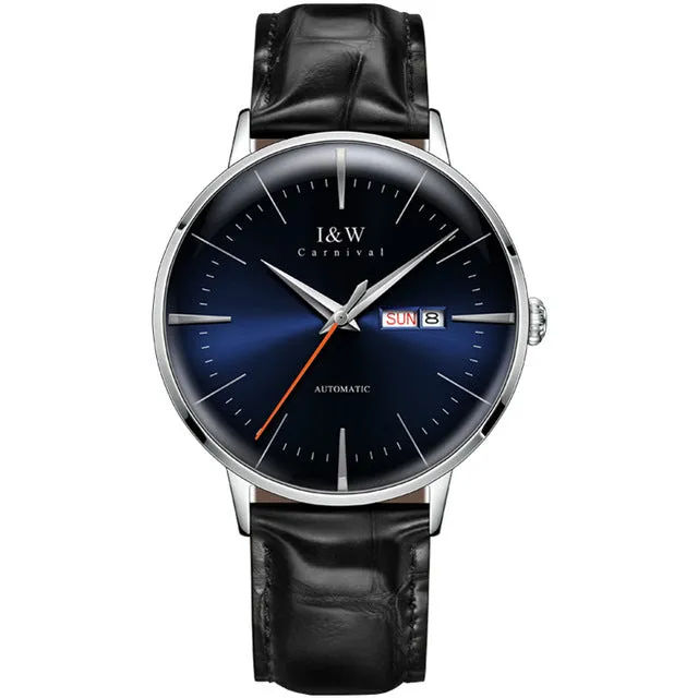 I&W Fashionable Automatic Mechanical Watch for Men.  Japan MIYOTA calibre Sapphire crystal glass with Calendar & Waterproof function