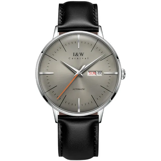 I&W Fashionable Automatic Mechanical Watch for Men.  Japan MIYOTA calibre Sapphire crystal glass with Calendar & Waterproof function