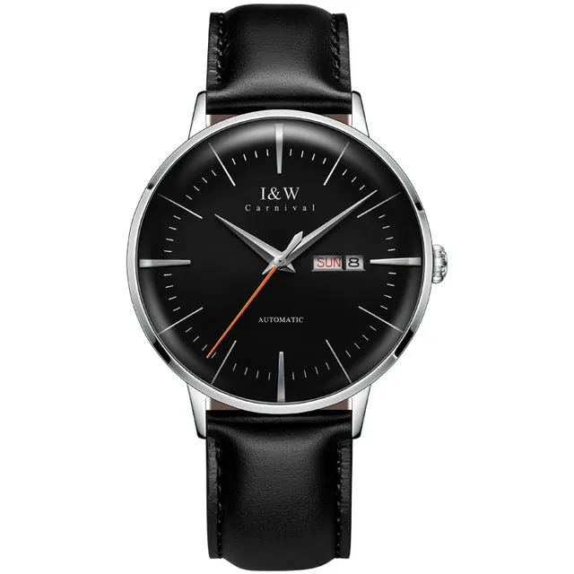 I&W Fashionable Automatic Mechanical Watch for Men.  Japan MIYOTA calibre Sapphire crystal glass with Calendar & Waterproof function