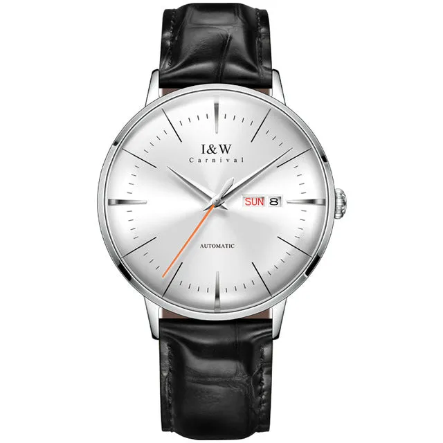 I&W Fashionable Automatic Mechanical Watch for Men.  Japan MIYOTA calibre Sapphire crystal glass with Calendar & Waterproof function