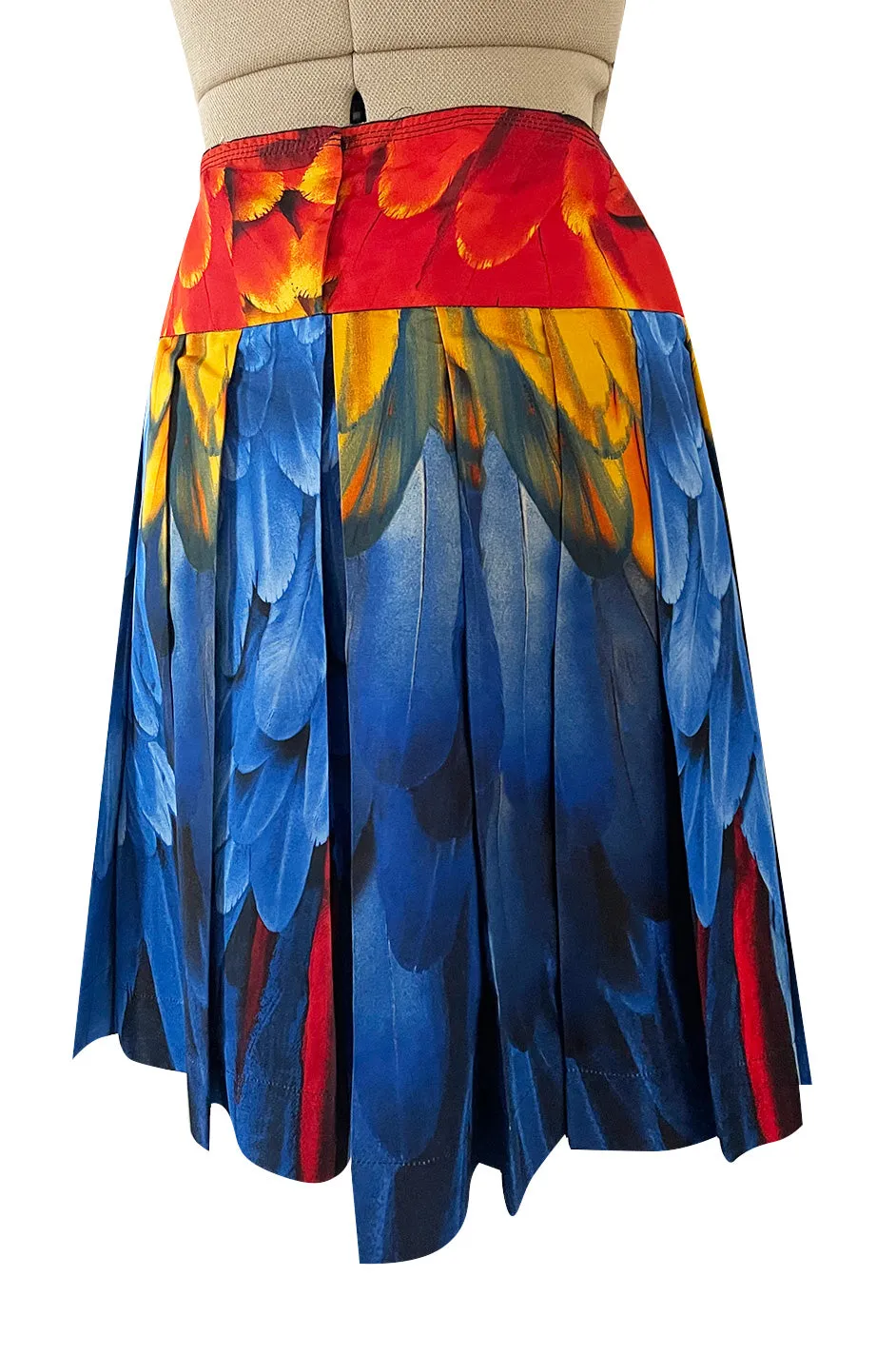Iconic Spring 2005 Prada Runway Look 35 Printed Feather Pleated Silk Skirt