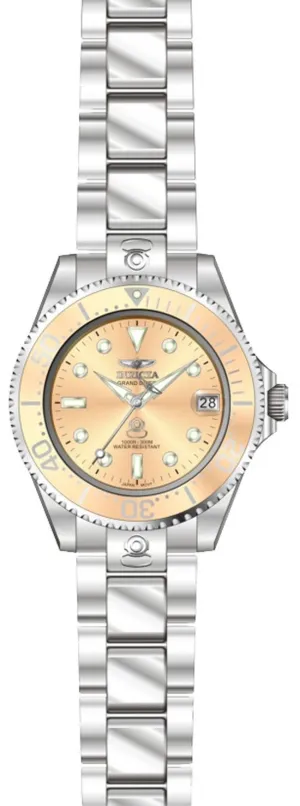 Invicta Women's 13861 Grand Diver Rose Gold Dial Steel Bracelet Automatic Dive Watch