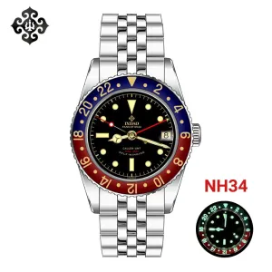 IPOSE  2024 New NH34 Men'S Mechanical Watches Luxury Men Business Dress GMT Watches Waterproof 100M C3 Watch for Men