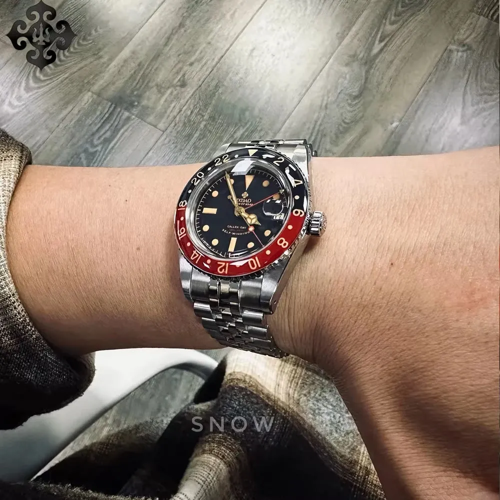 IPOSE  Watch Fans of 6542 GMT NH34 Automatic Mechanical Watches Sapphire C3 Luminous Stainless Steel Waterproof 100M