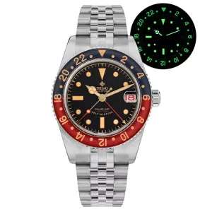 IPOSE  Watch Fans of 6542 GMT NH34 Automatic Mechanical Watches Sapphire C3 Luminous Stainless Steel Waterproof 100M